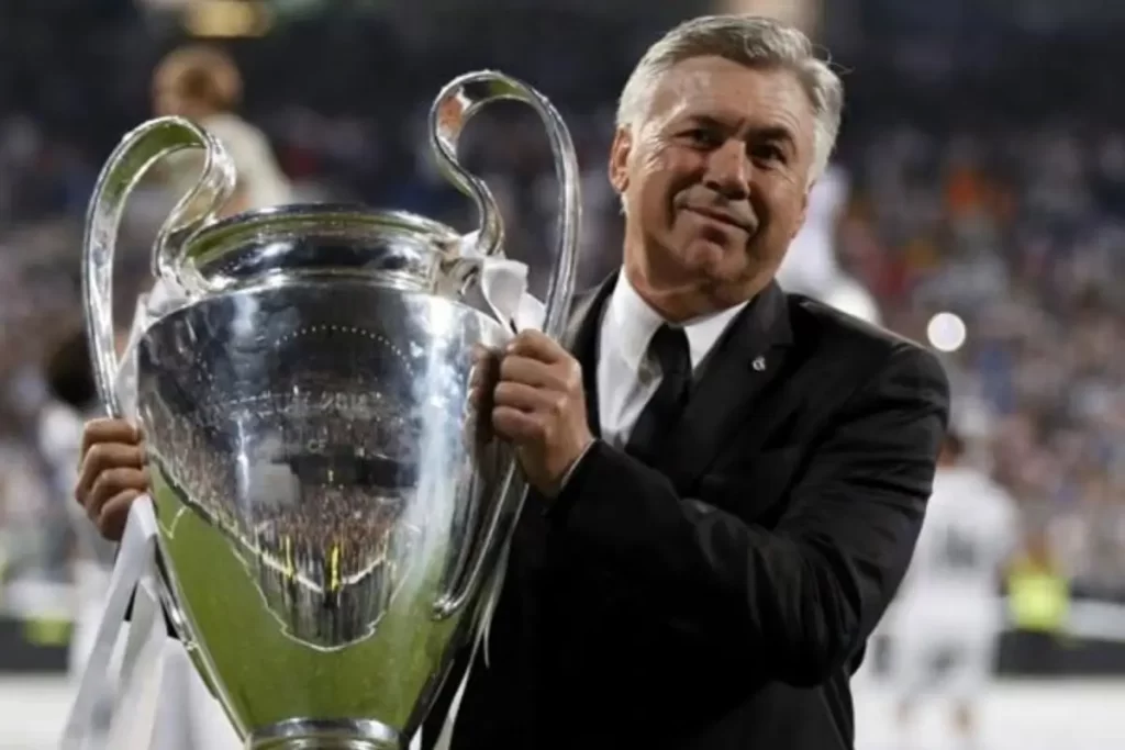 Oficial: Carlo Ancelotti é o Novo Técnico da Seleção Brasileira 4 Carlo Ancelotti comemorando uma conquista, simbolizando sua carreira multicampeã.