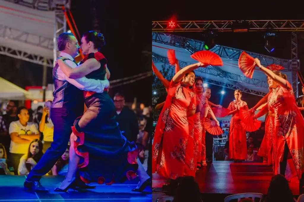14° Festa das Nações em Rondonópolis Sabor Cultura e Apoio a Comunidade Divina Providencia 12 Apresentação de dança típica na 14ª Festa das Nações em Rondonópolis, celebrando a diversidade cultural em prol da Comunidade Divina Providência.