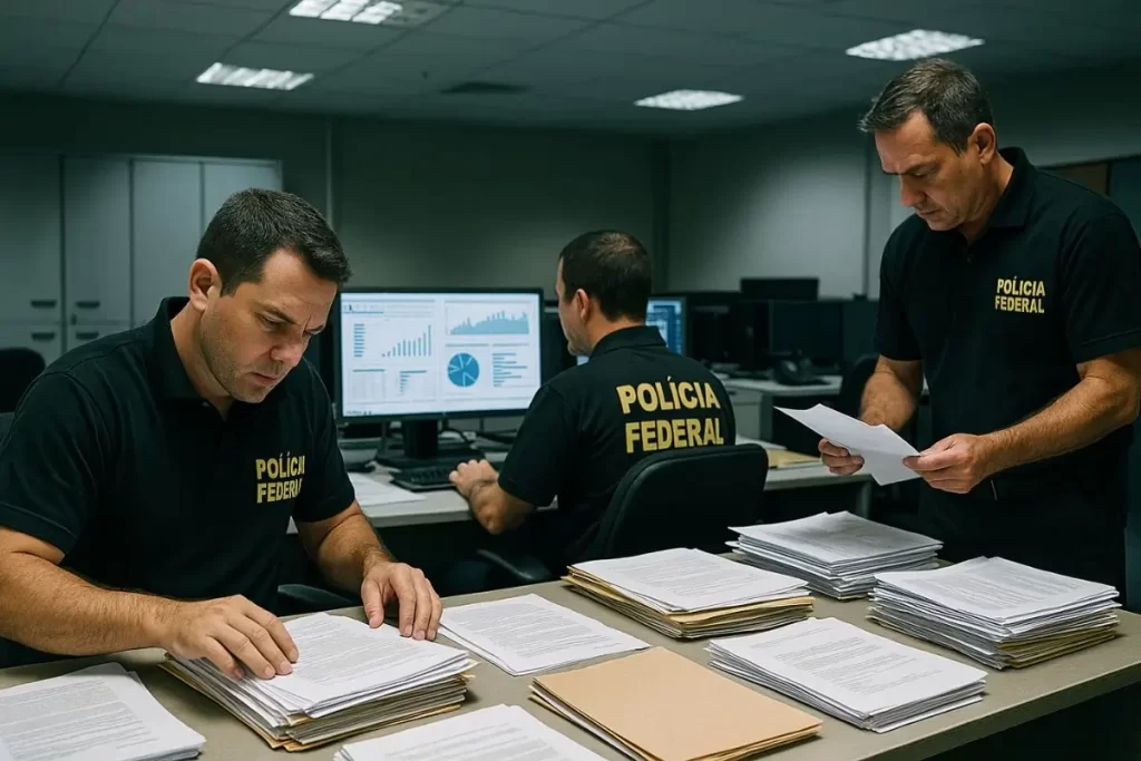 Desvio de R$ 308 milhões PF mira fundos ligados à família Mendes após denúncia 2 a group of men looking at papers