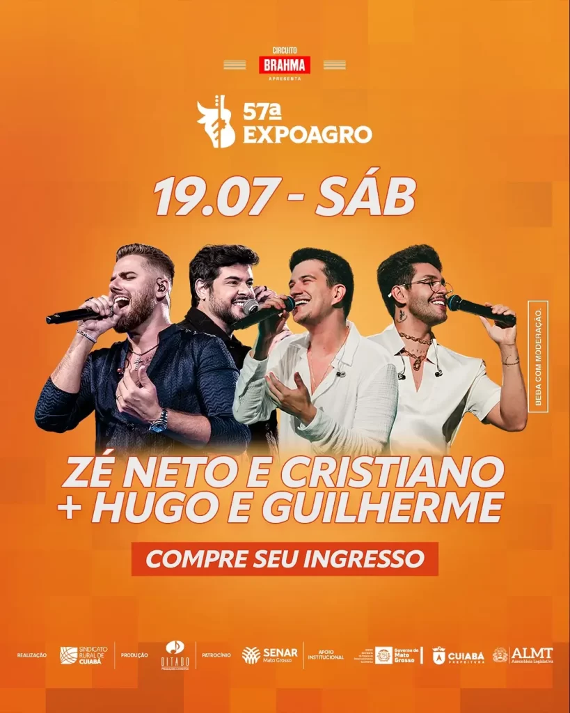 ✨ Na 57ª Expoagro o show é em DOSE DUPLA! Serão 2 atrações nacionais por noite pra ninguém ficar