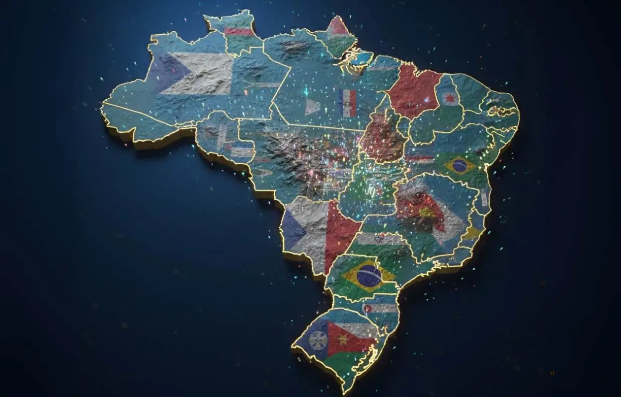 Mapa do Brasil mostrando cidades com feriado 15 setembro destacadas