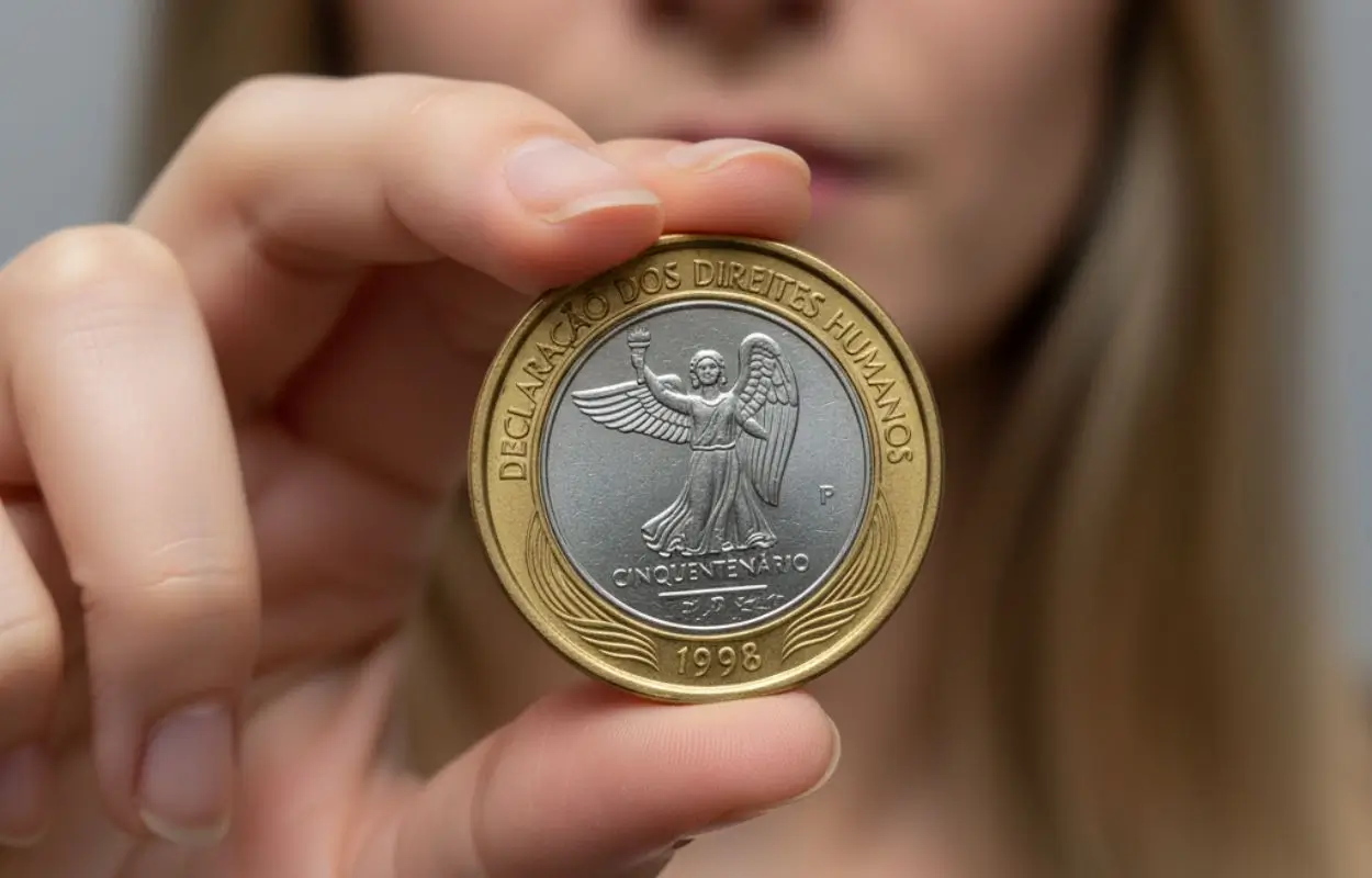 moeda rara R$ 1 pode render R$ 4 mil Direitos Humanos 1998 letra P colecionadores
