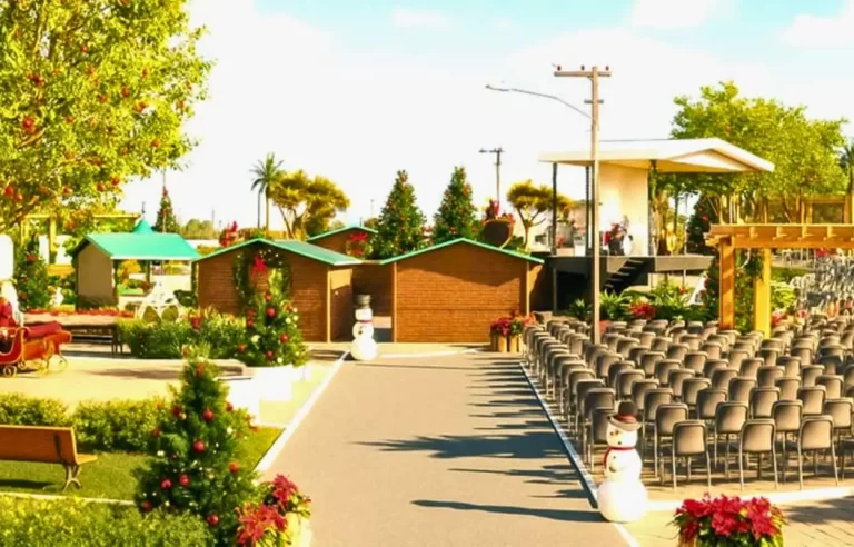 praça central decorada para vila natalina no evento Natal do Amor