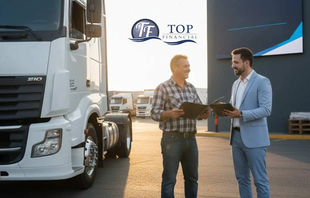 caminhoneiro atendido pela Top Financial ao lado de caminhão em Rondonópolis